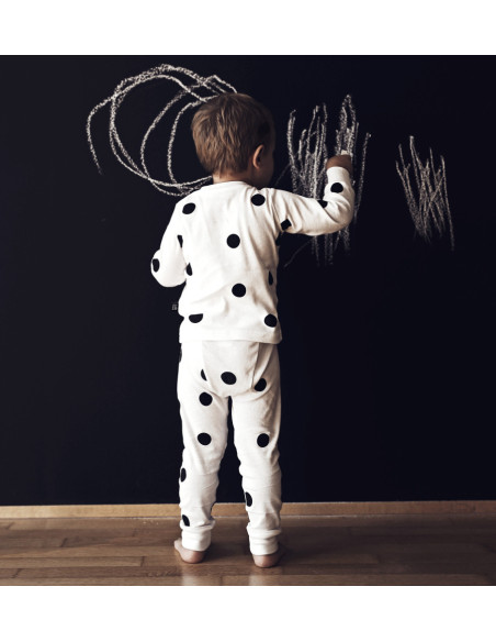 Cotton Kids Pyjamas – White with black dots