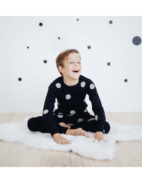 Cotton kids Pyjamas – Black with dots