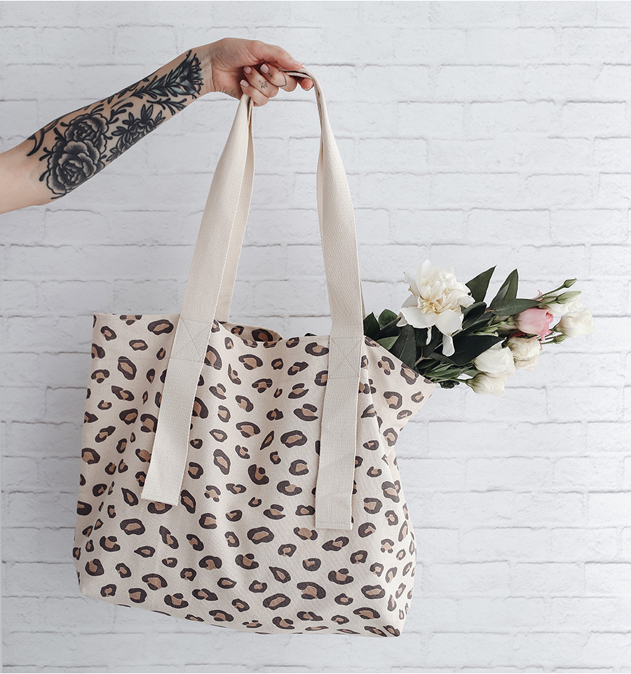 Cotton Leopard Tote Bag