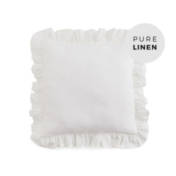 Linen Cushion Cover PURE BASIC with RUFFLES - white