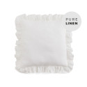 PURE BASIC Linen Cushion Cover with RUFFLES - white