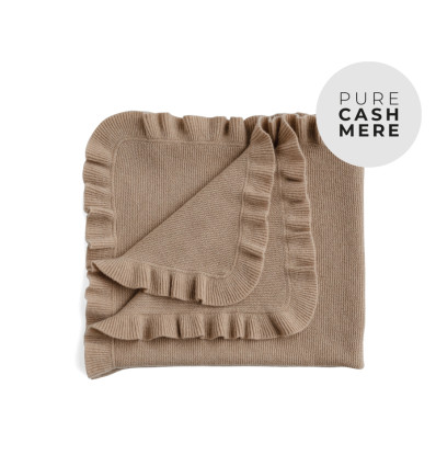 FRILL CASHMERE baby blanket - MOCHA