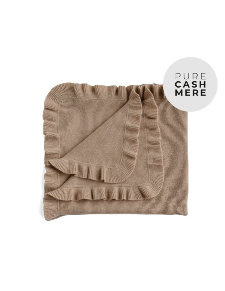 FRILL CASHMERE baby blanket - MOCHA