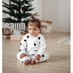 Cotton Kids Pyjamas – White with black dots 2