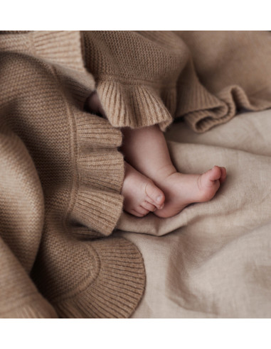 FRILL CASHMERE baby blanket - MOCHA