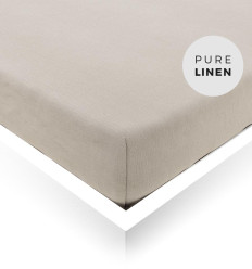 Natural linen Double Fitted Sheet