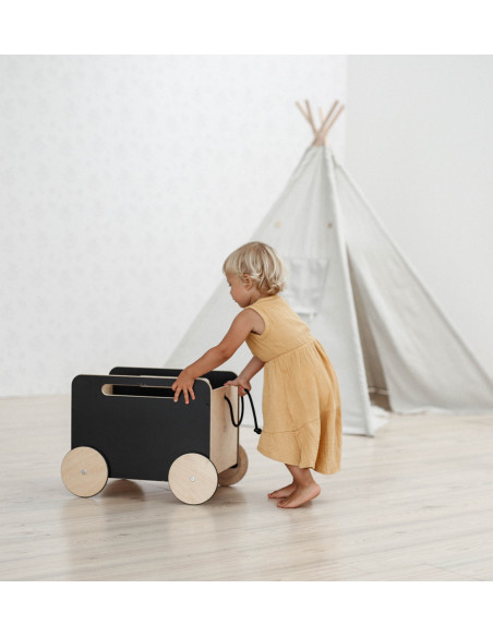 Wooden Toy Chest on Wheels - blackboard