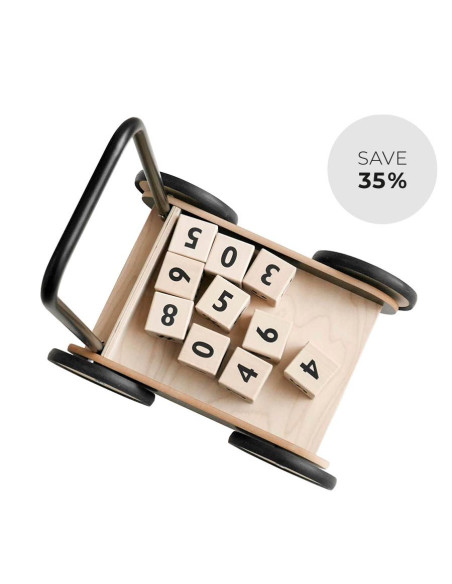 Wooden Set Baby Walker with Math Blocks in Black