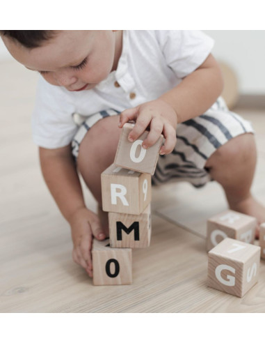 Wooden Alphabet Blocks in White