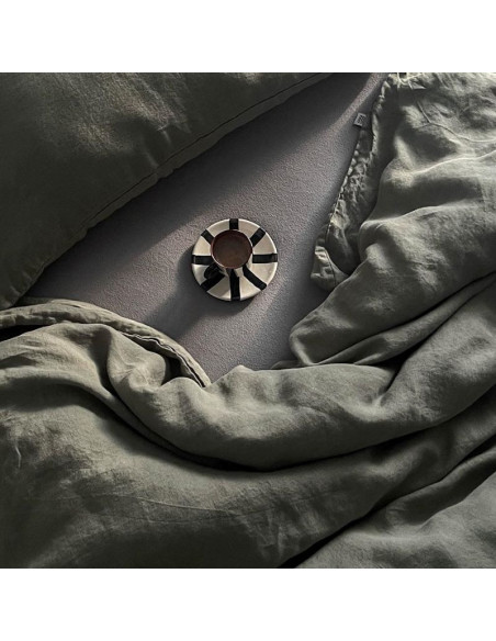 Lanena prevleka za odejo Olive Green