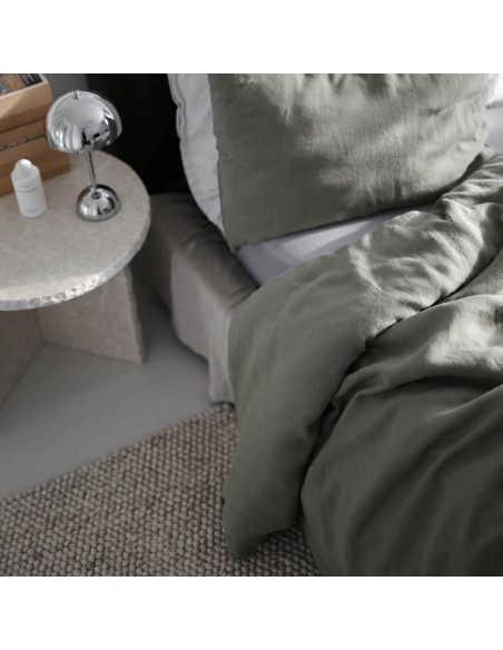 Olive Green Linen Duvet Cover
