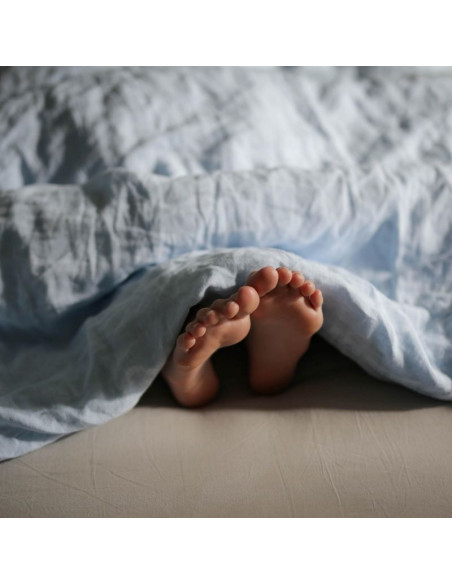 Lanena prevleka za odejo Soft Blue