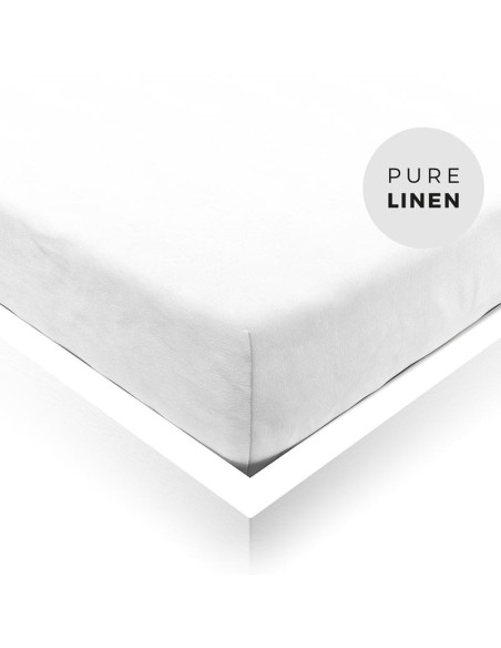 Pure White Linen Fitted Sheet