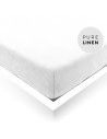 Pure White Linen Fitted Sheet
