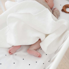 Baby lanena prevleka za odejo Pure white 2