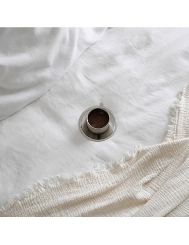 Pure White Linen Double Duvet Cover