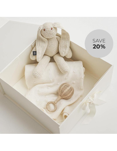Darilni komplet s krem zajčkom v škatli