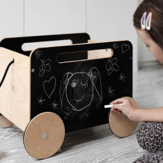 Wooden Toy Chest on Wheels - blackboard 2