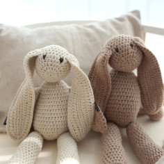Crochet Cotton Bunny in Stone 2