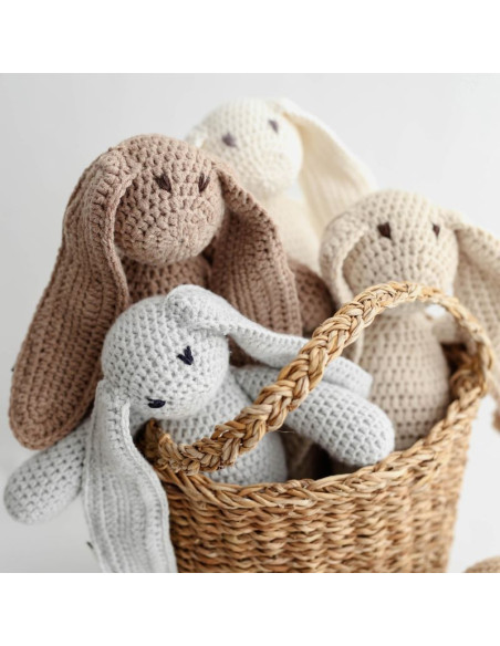 Kvačkani bombažni zajček kakav barve