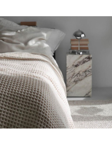 Cream Cotton Waffle Bedspread