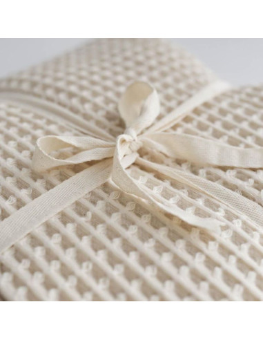Cream Cotton Waffle Bedspread