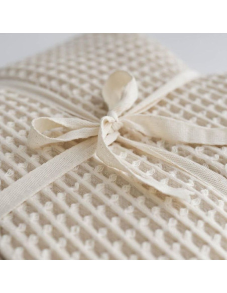 Cream Cotton Waffle Bedspread