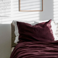 Lanena prevleka za vzglavnik Dark ruby 2