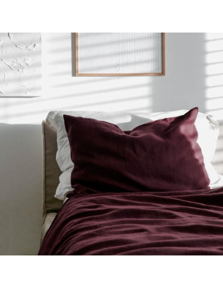 Dark Ruby Linen Pillowcase
