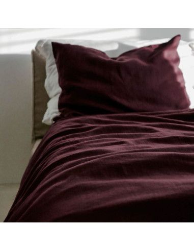 Dark Ruby Linen Duvet Cover