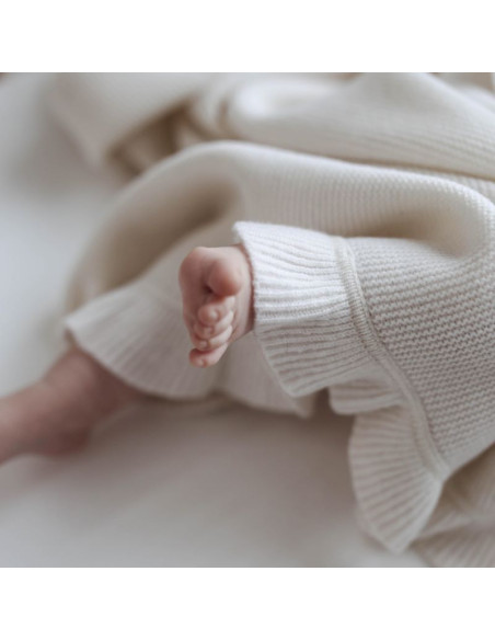 Frill Cashmere Baby Blanket in Cream