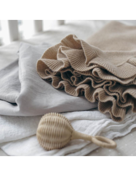 Frill Cashmere Baby Blanket in Mocha