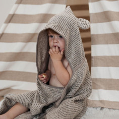 Hooded Baby Terry Bath Towel in Warm Grey