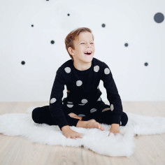 Cotton kids Pyjamas – Black with dots 2