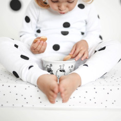 Cotton Kids Pyjamas – White with black dots 2