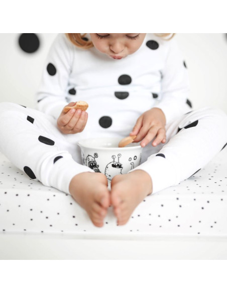 Cotton Kids Pyjamas – White with black dots