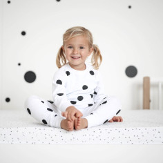 Cotton Kids Pyjamas – White with black dots 2