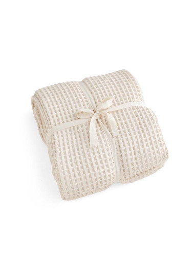 Cream Cotton Waffle Bedspread