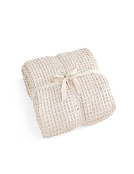 Cream Cotton Waffle Bedspread