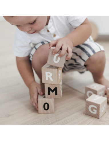 Wooden Alphabet Blocks in White