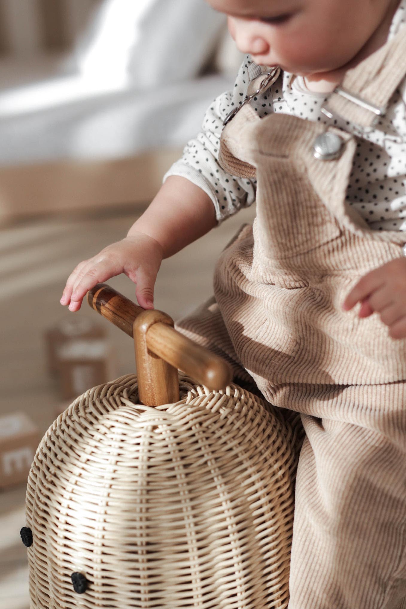 Why Ride-On Toys for 1-Year-Olds Are Perfect for Early Development_2 Child on a Ride on Toy made of Rattan